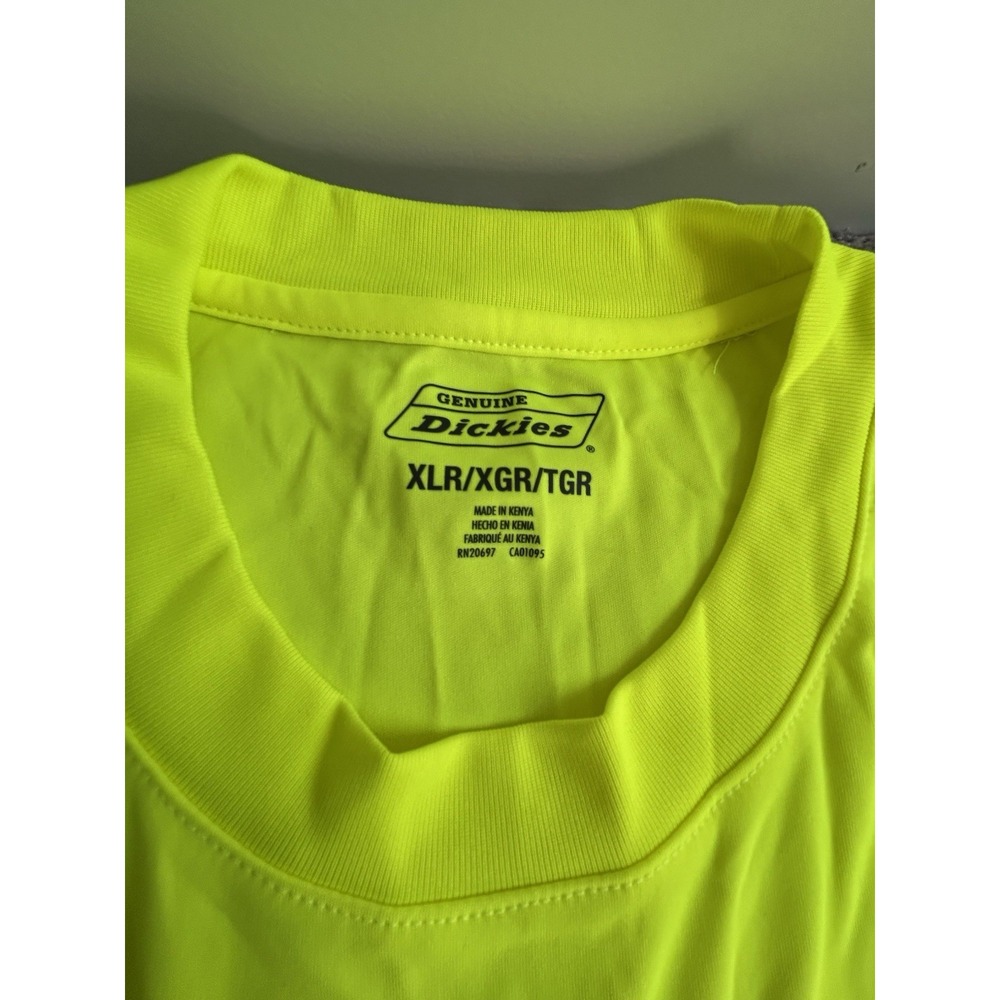 Dickies Mens Neon Hi-Vis Workwear Long Sleeve Safety Shirt Sz XL 3M Scotchlite - Picture 6 of 7